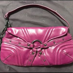 Like New Botkier Dark Magenta Deep Pink Studded Clutch Wristlet Hand Bag Purse